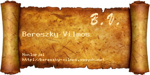 Bereszky Vilmos névjegykártya